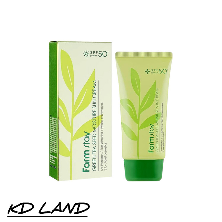 کرم ضد آفتاب چای سبز فارم استی ۷۰ ml | SPF50+ PA+++ | FarmStay Green Tea