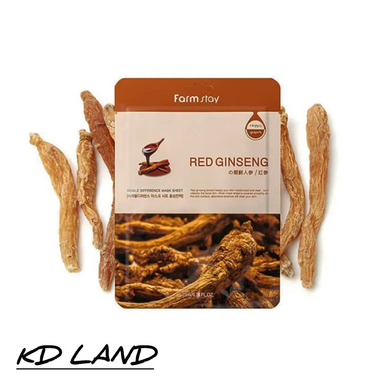 ماسک ورقه ای جینسینگ قرمز فارم استی - Farmstay Red Ginseng Visible Difference Mask Sheet