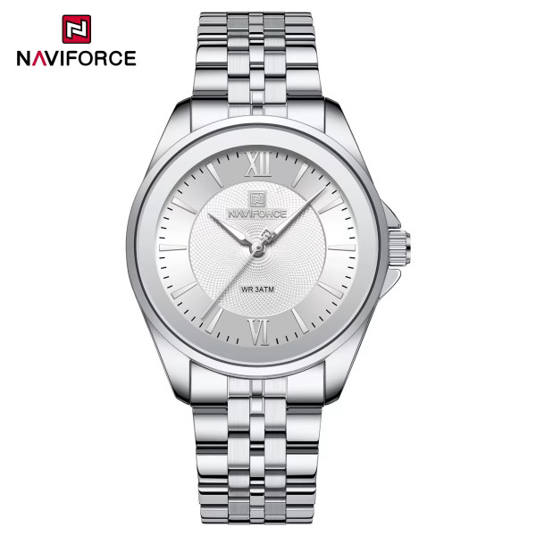 ساعت مچی زنانه نیوی فورس NAVIFORCE NF5067 کالا اورجینال شرکتی بند استیل ضد حساسیت شیشه معدنی مقاوم در برابر آب (3ATM) قطر صفحه : 36 میلی متر وزن ساعت :68 گرم طراحی کم ضخامت دارای رنگبندی جذاب به همراه جعبه نیوی فورس و دفترچه راهنما یک سال گارانتی موتور