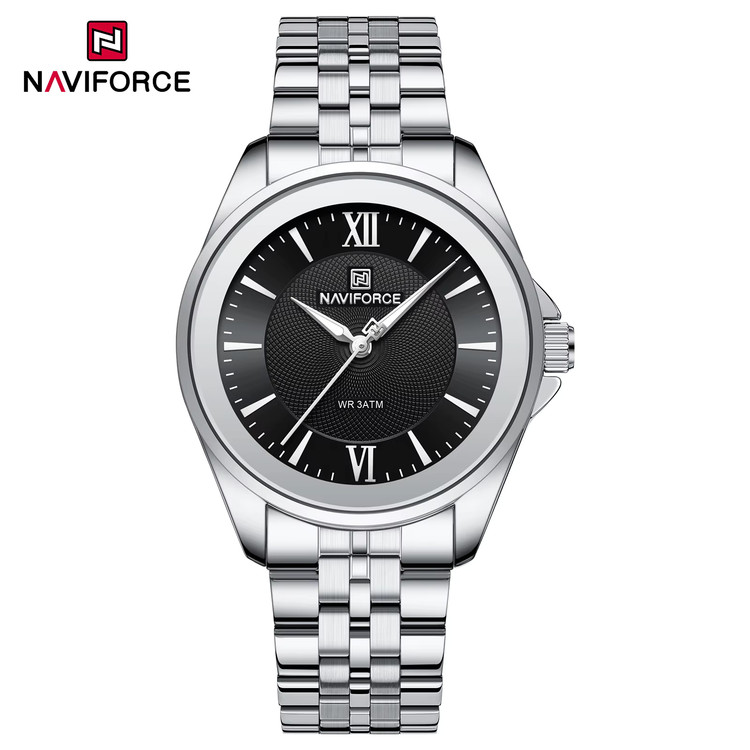 ساعت مچی زنانه نیوی فورس NAVIFORCE NF5067 کالا اورجینال شرکتی بند استیل ضد حساسیت شیشه معدنی مقاوم در برابر آب (3ATM) قطر صفحه : 36 میلی متر وزن ساعت :68 گرم طراحی کم ضخامت دارای رنگبندی جذاب به همراه جعبه نیوی فورس و دفترچه راهنما یک سال گارانتی موتور