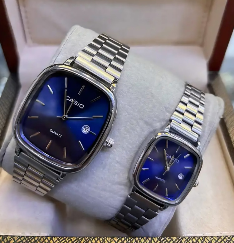ست ساعت کاسیو اولد مانی زنانه ومردانه Casio -CG7887صفحه سورمه ای کد ۹