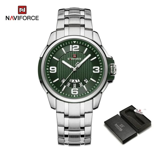 ساعت مچی مردانه Naviforce مدل NF۹۲۱۵ | بند استیل نقره ای، صفحه سفید