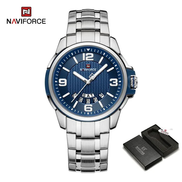 ساعت مچی مردانه Naviforce مدل NF۹۲۱۵ | بند استیل نقره ای، صفحه سفید