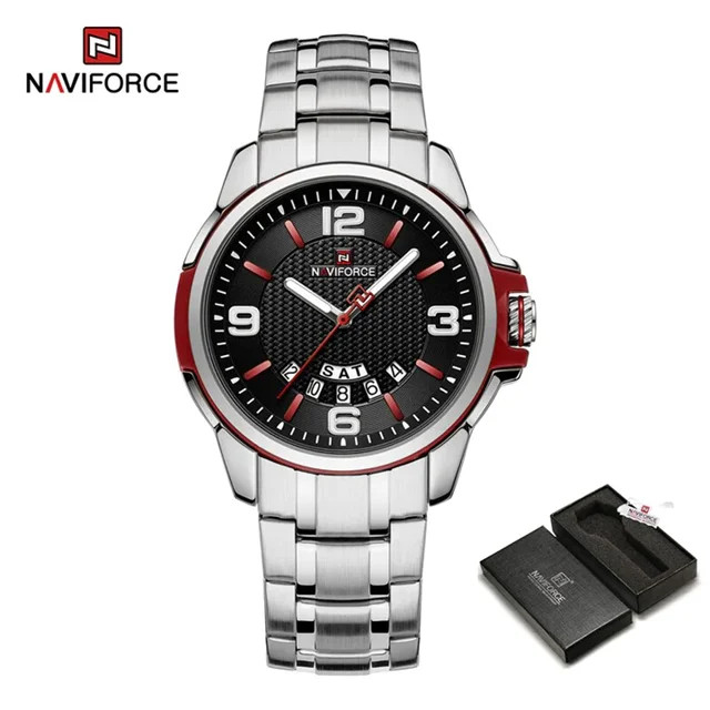 ساعت مچی مردانه Naviforce مدل NF۹۲۱۵ | بند استیل نقره ای، صفحه سفید