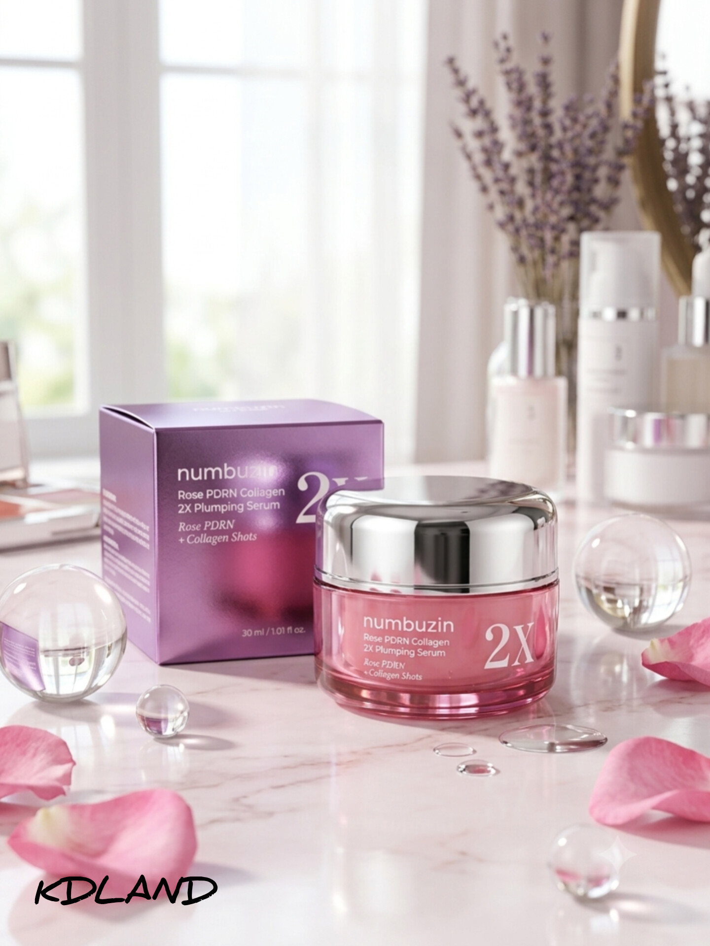 سرم کلاژن‌ساز و جوانساز نامبوزین 2X (مدل Rose PDRN + Collagen Shots)