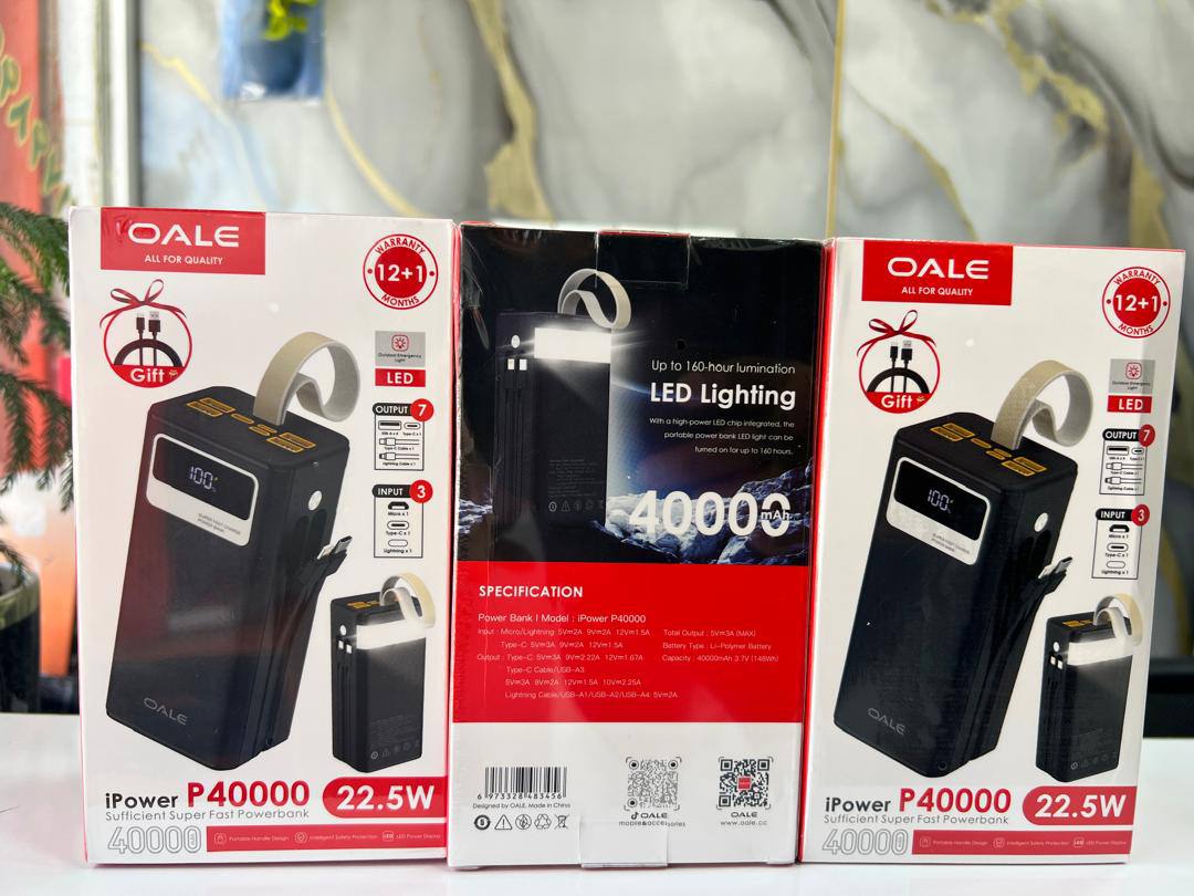پاوربانک و چراغ کمپینگ OALE Power P40000 ظرفیت 40000 میلی آمپر)
