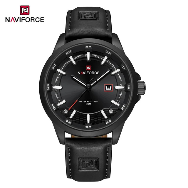 ساعت مچی مردانه Naviforce مدل NF9248 | بند چرمی آبی، صفحه آبی | اسپرت و مقاوم