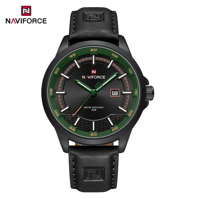 ساعت مچی مردانه Naviforce مدل NF9248 | بند چرمی آبی، صفحه آبی | اسپرت و مقاوم