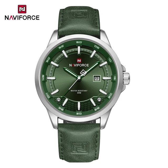 ساعت مچی مردانه Naviforce مدل NF9248 | بند چرمی آبی، صفحه آبی | اسپرت و مقاوم