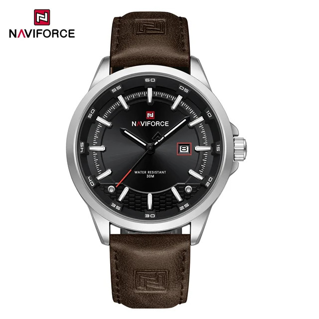 ساعت مچی مردانه Naviforce مدل NF9248 | بند چرمی آبی، صفحه آبی | اسپرت و مقاوم