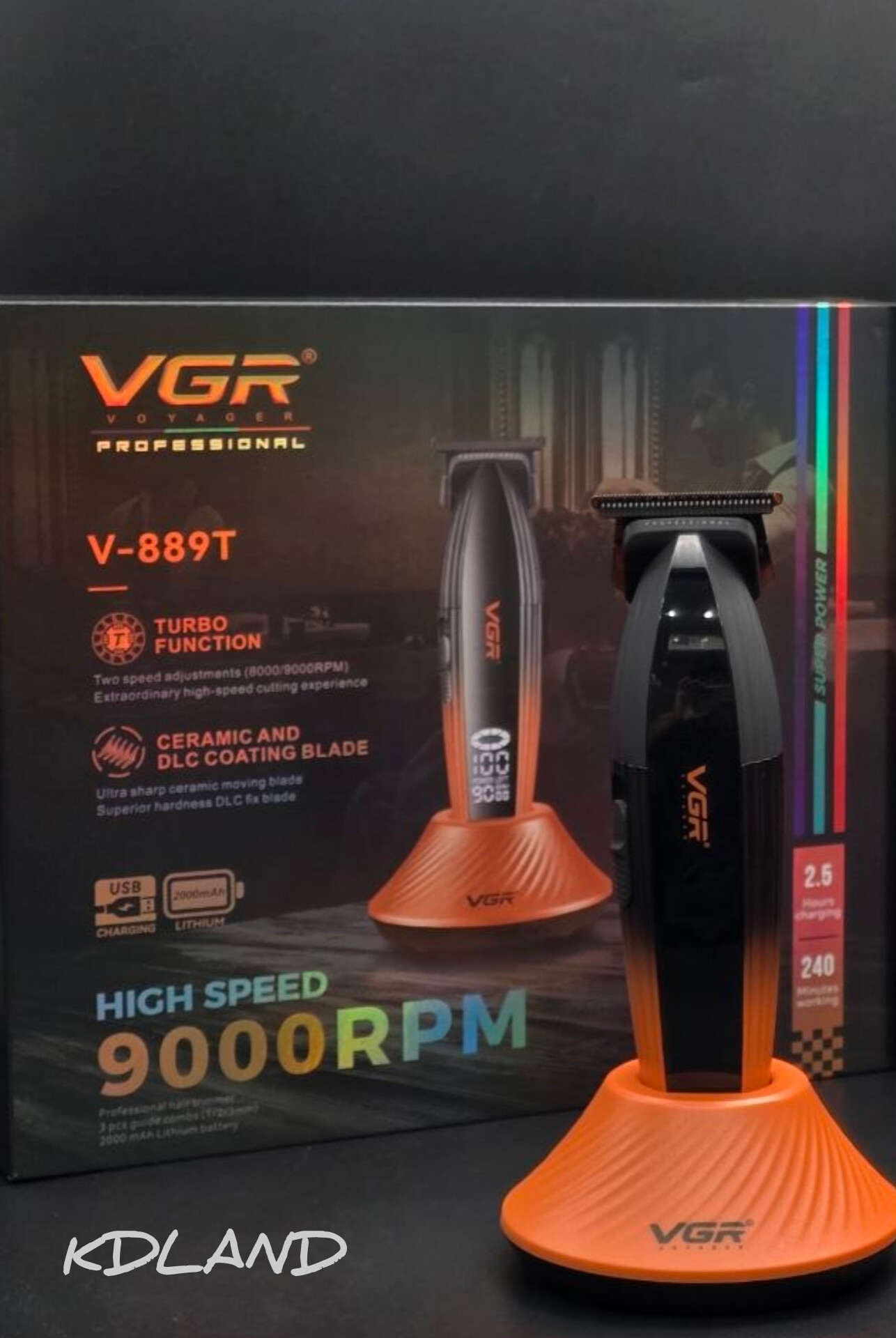 ماشین اصلاح حرفه‌ای وی جی آر VGR V-880T | موتور براشلس 7200 دور و تیغه سرامیکی