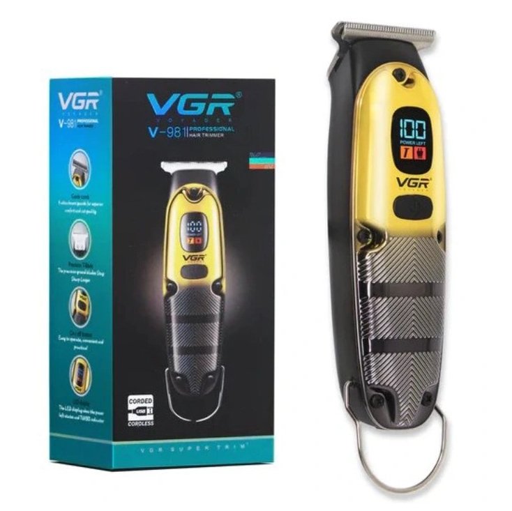 ماشین اصلاح حرفه‌ای وی جی آر VGR V-981 | خط زن T-Blade با نمایشگر LED