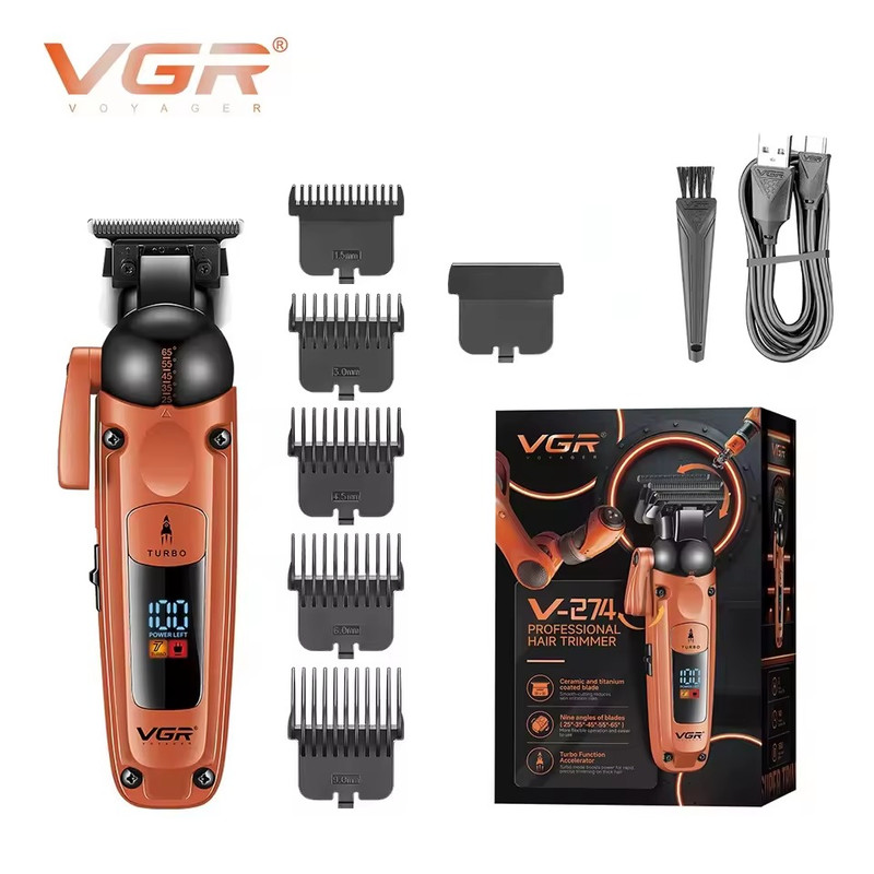 ماشین اصلاح حرفه‌ای وی جی آر VGR V-274 | موتور توربو، تیغه سرامیکی و تیتانیومی