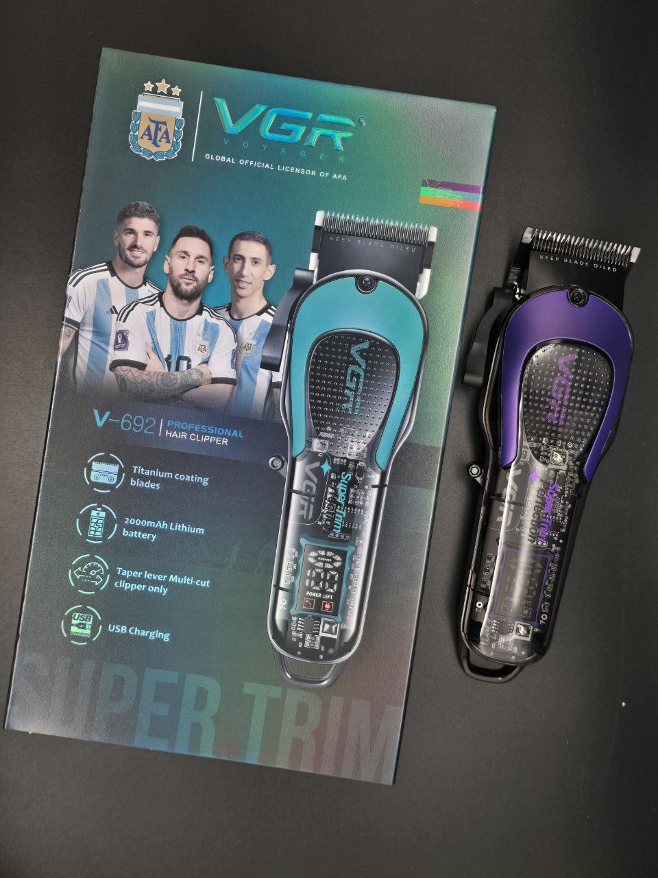 ماشین اصلاح حرفه‌ای وی جی آر VGR V-692 | تیغه تیتانیومی، باتری 2000 میلی‌آمپرساعت
