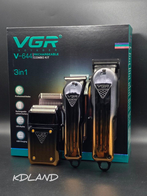 ست ماشین اصلاح سه تکه وی جی آر VGR V-644 | کلیپر، خط زن و شیور حرفهای