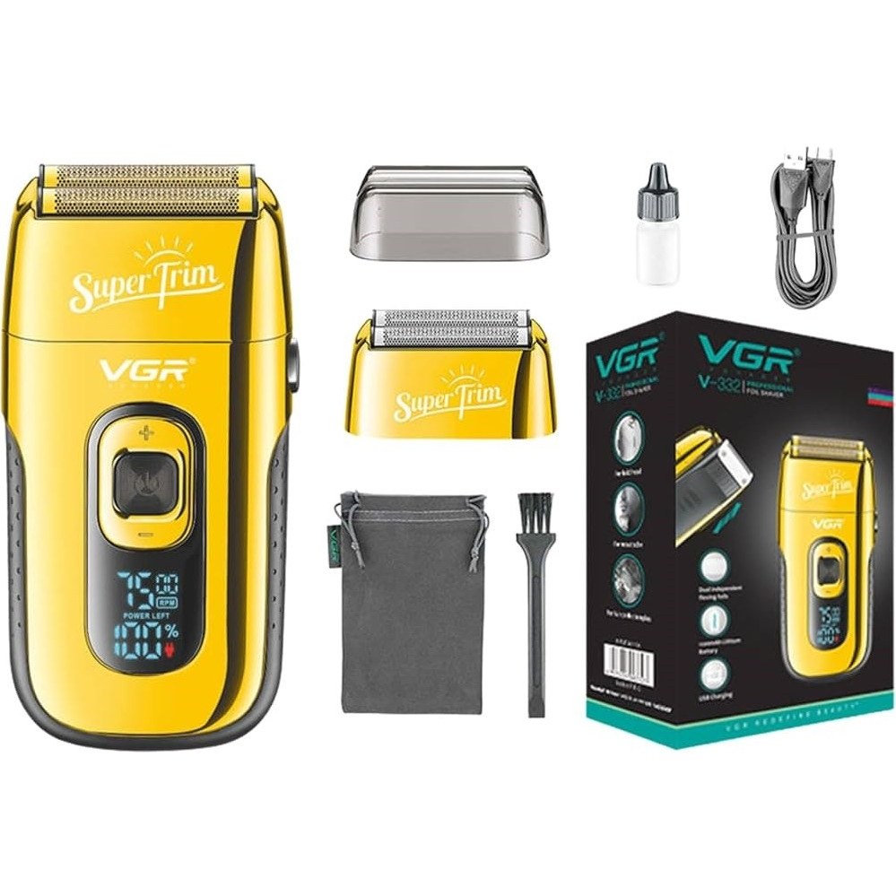 شیور حرفه‌ای وی جی آر VGR V-332 | ریش تراش دو فویله با نمایشگر LED