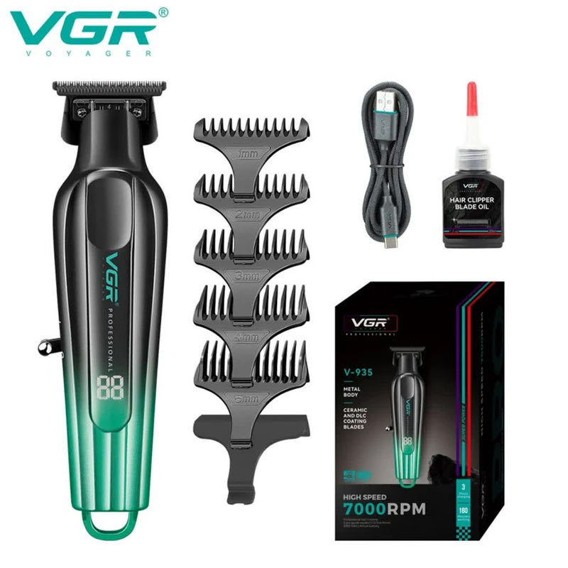 ماشین اصلاح حرفه‌ای وی جی آر VGR V-935 | خط زن فلزی با تیغه سرامیکی DLC