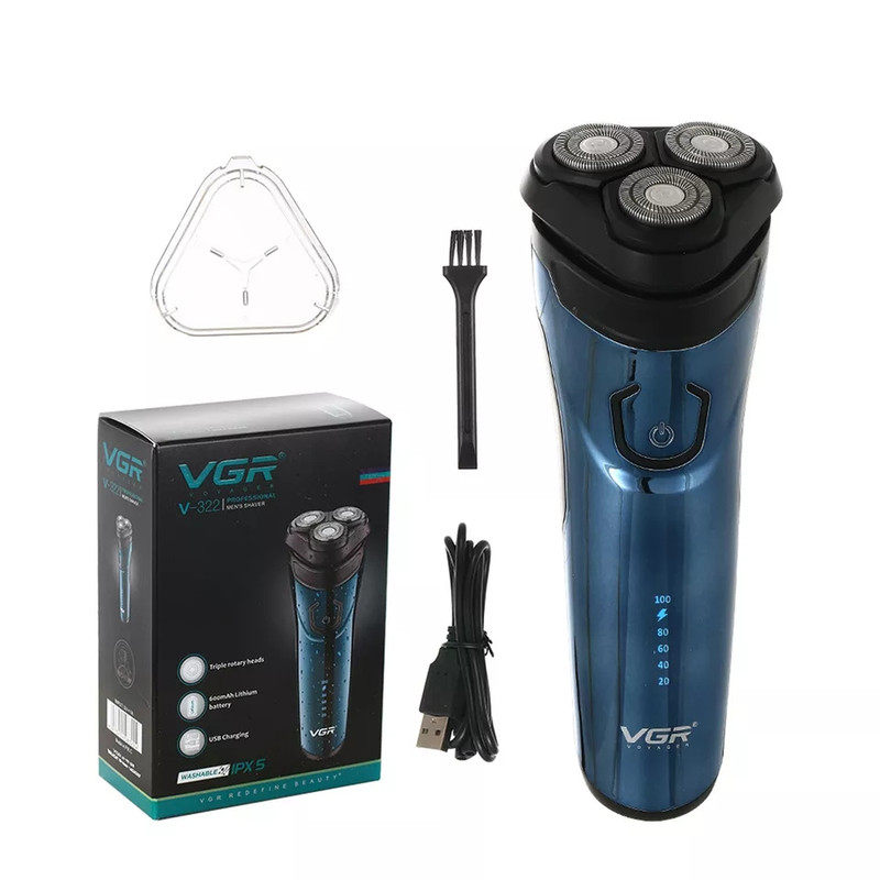 ریش تراش برقی وی جی آر مدل VGR V-322 | ماشین اصلاح صورت سه تیغه شارژی ضد آب