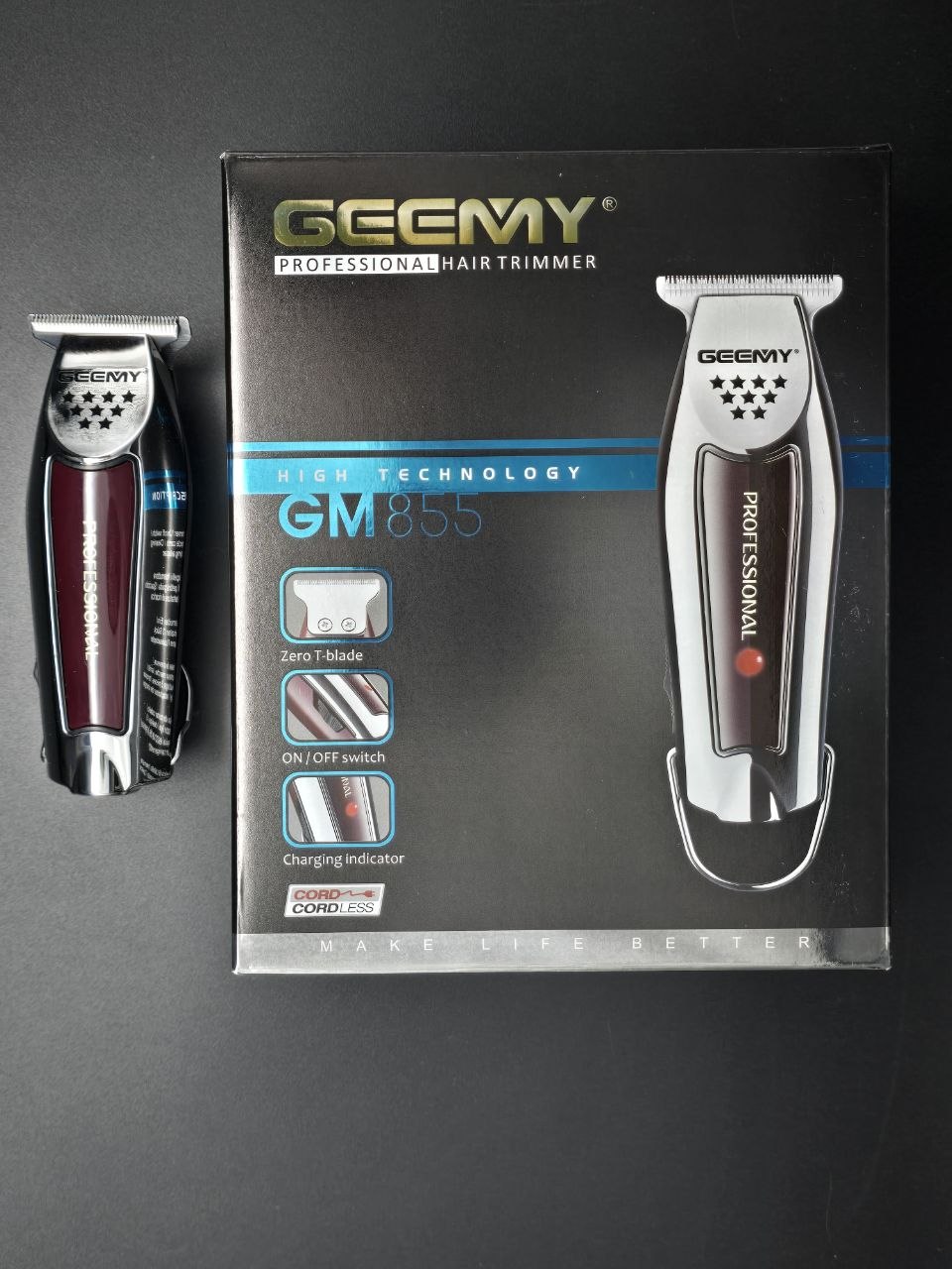 ماشین اصلاح موی سر و صورت جیمی مدل Geemy GM-855 | خط زن حرفه‌ای شارژی