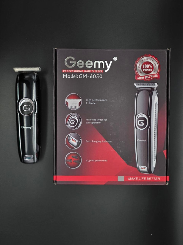 ماشین اصلاح موی سر و صورت جیمی مدل Geemy GM-6050 | خط زن حرفهای T-Blade شارژی