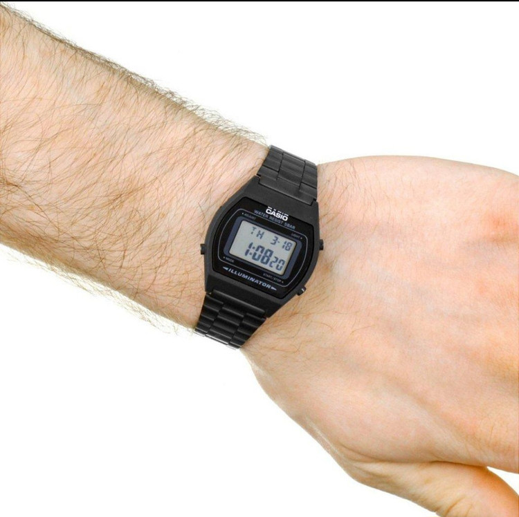ساعت مچی کاسیو مدل CASIO B640WB | ساعت دیجیتال مشکی ضد آب با بند استیل